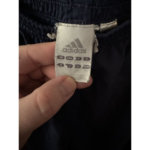 Adidas L Navy Shell Windbreaker Vintage Track Pants Wide Zip Ankle - Picture 6 of 6